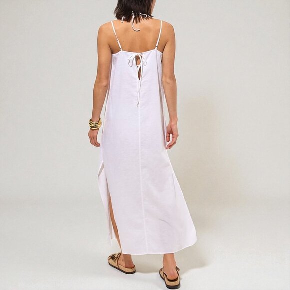 J. Crew Linen-cotton blend tie-back midi dress Size Large - Picture 3 of 8